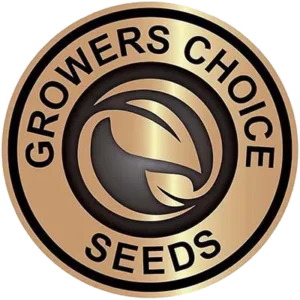 A circular emblem features the text "GROWERS CHOICE SEEDS" around a stylized seed design. The emblem has a bronze color scheme, conveying a professional, agricultural theme.