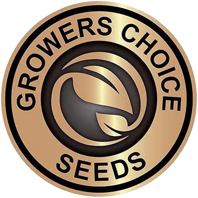 A circular emblem features the text "GROWERS CHOICE SEEDS" around a stylized seed design. The emblem has a bronze color scheme, conveying a professional, agricultural theme.