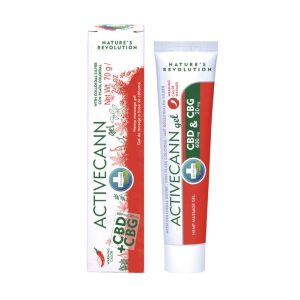 Activecann gel efecto calor CBD + CBG (70 g) para masaje muscular con extractos de cáñamo y efecto térmico.