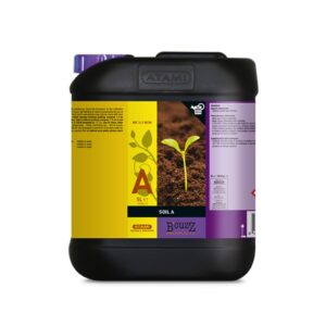 B'cuzz Soil Nutrition A, abono base para tierra en garrafa de 5 litros para el crecimiento de plantas de cannabis.