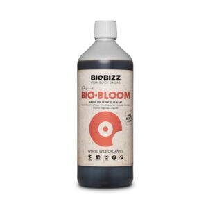 BioBizz Bio-Bloom, abono de floración orgánico en botella de 1 litro para estimular la floración de plantas de cannabis.