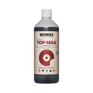 BioBizz Top-Max, estimulador de floración orgánico para potenciar el tamaño y la calidad de las flores.