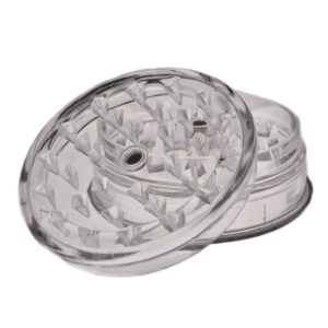 Grinder de plástico transparente magnético de 3 partes para triturar flores de cannabis de forma uniforme.