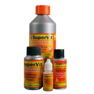 Hesi SuperVit, vitaminas y aminoácidos para las plantas disponible en varios formatos para estimular el crecimiento.