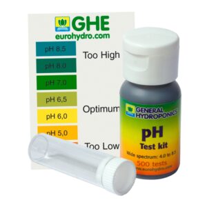 Test de pH Terra Aquatica (GHE) por gotas de 30 y 60 ml para medir el pH del agua de riego.