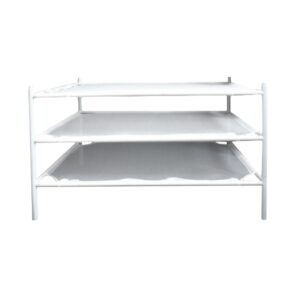 Rejilla de secado DryNet 70x70 cm apilable para secar flores de cannabis de forma uniforme.