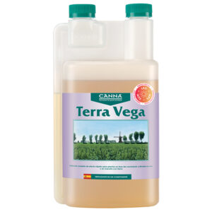CANNA Terra Vega fertilizante para crecimiento de plantas en sustrato de tierra en envase de 1 litro.