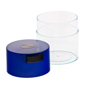 Bote hermético Tightvac 2,35 L transparente con tapa azul antiolores.