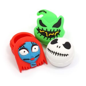 Contenedores de silicona Halloween 15 ml antiadherentes con diseños decorativos.