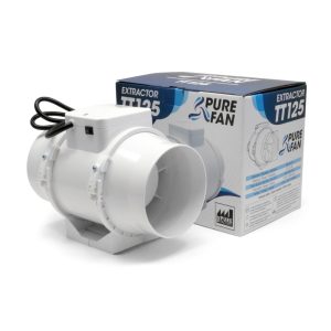 Extractor de aire Pure Fan TT 125 mm para ventilación de cultivo interior.