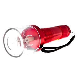 Grinder eléctrico de aluminio con forma de linterna rojo.