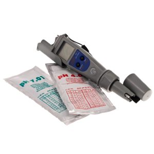 Medidor de pH y temperatura Adwa AD11 Waterproof con soluciones de calibración.