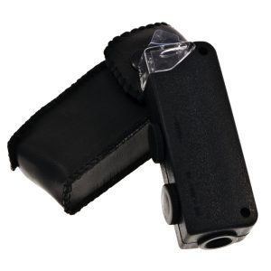 Microscopio LED 60x-100x de bolsillo con funda y pilas.