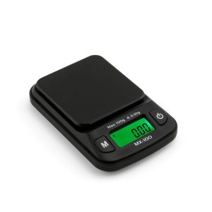 Báscula de precisión On Balance Myco MX-100 con plataforma y pantalla LCD.