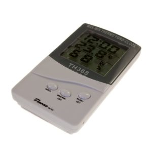 Termohigrómetro blanco TH368 con reloj y función min/máx.