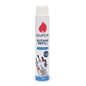 Gas butano Newport 400 ml para recarga de encendedores y sopletes.