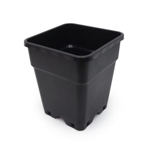 Maceta Pure cuadrada negra de 11 L, 24 × 24 × 28 cm.