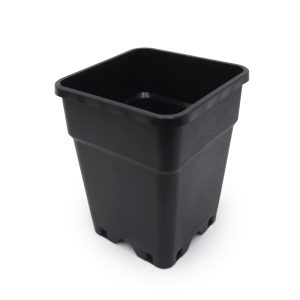 Maceta Pure cuadrada negra de 7 L, 20 × 20 × 25 cm.