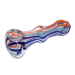 Pipa spoon mini de cristal de borosilicato con diseño multicolor.