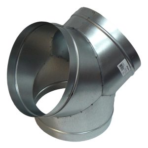 Unión en Y metálica de 250 mm para conductos de ventilación.