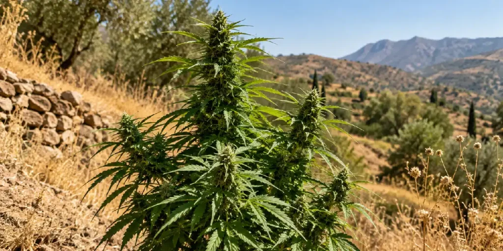 Semillas de marihuana y plantas jóvenes en distintos climas de exterior en España