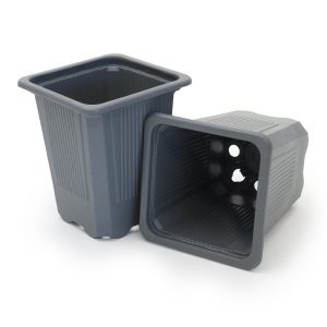 Maceta TEKU cuadrada gris 0,23 L de 7x7x8 cm.