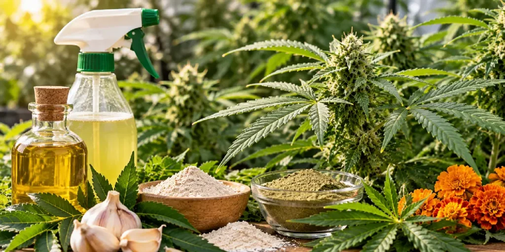 Plantas de cannabis con insecticida para prevenir y controlar plagas